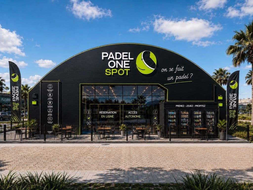 Votre premier Padel One Spot avec façade et terrains couverts en accès autonome